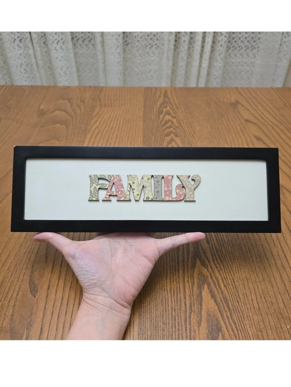 Fetco Home Decor FAMILY Sign 13x4 Black Framed Pastel Paisley Floral Wall Art